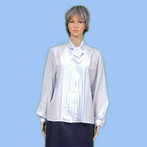 Roger Van S Vintage Long Sleeve Button Down Blouse 16P ~ Light Blue